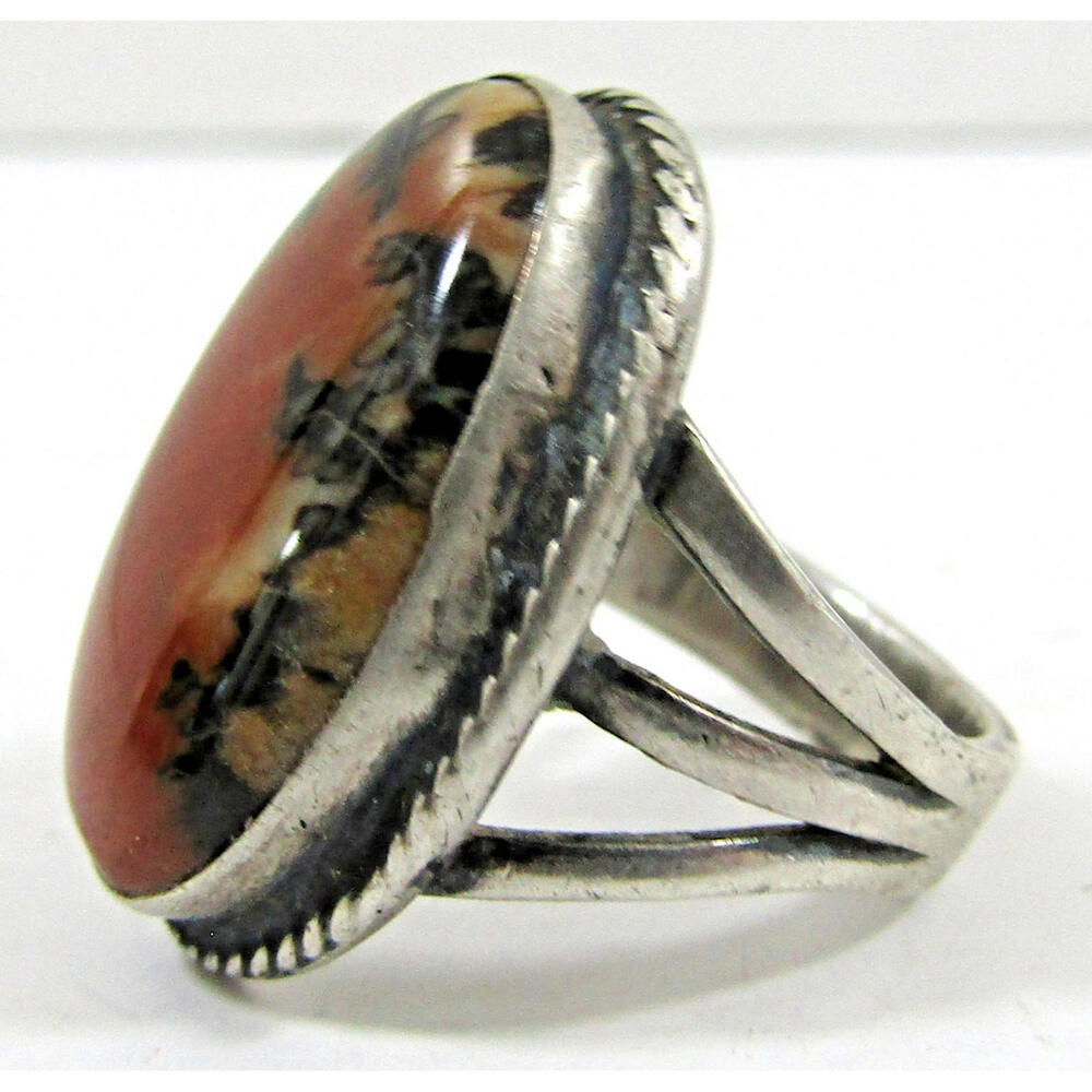 Southwest Tribal Sterling Silver Agate Ring and Matching Earrings - Picture 9 of 16